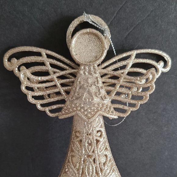 Lot of 2 Christmas tree ornaments Glittered gold Angel  plastic 6 in. - Picture 2 of 8